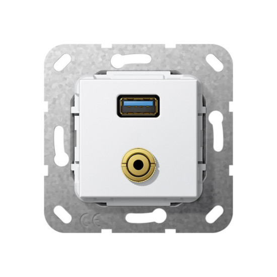 Gira 568703 USB 3.0 A M-Klinke K-poligeitsche Einsatz Reinweiß