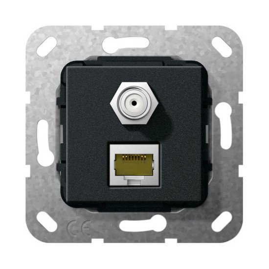 Gira 569710 Modular-Jack RJ45 Cat.6A 10 Gbit SAT-F-Buchse Kpl. Einsatz Schwarz m