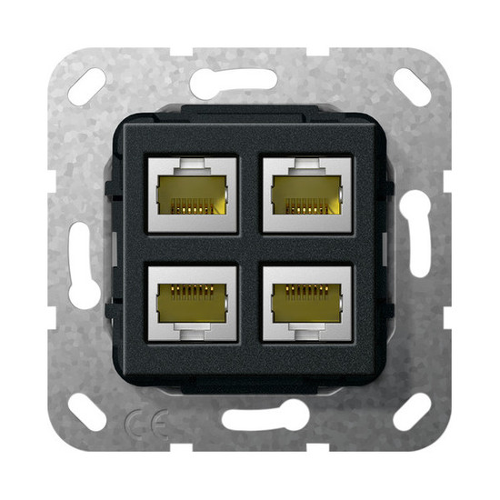 Gira 569910 Modular-Jack RJ45 Cat.6A 10 Gbit 4-fach Einsatz Schwarz m