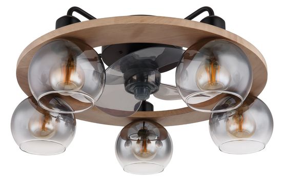 Globo Lamotta E27 Ventilator 5-fach Schwarz Matt, Metall Fernbedienung Ø13cm 03639