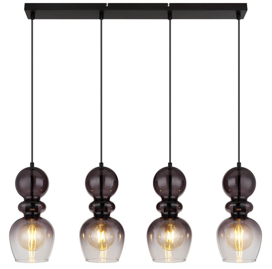 Globo Clarity E27 Hängeleuchte 4-fach 25W Schwarz Matt, Metall Ø15cm 15174-4H