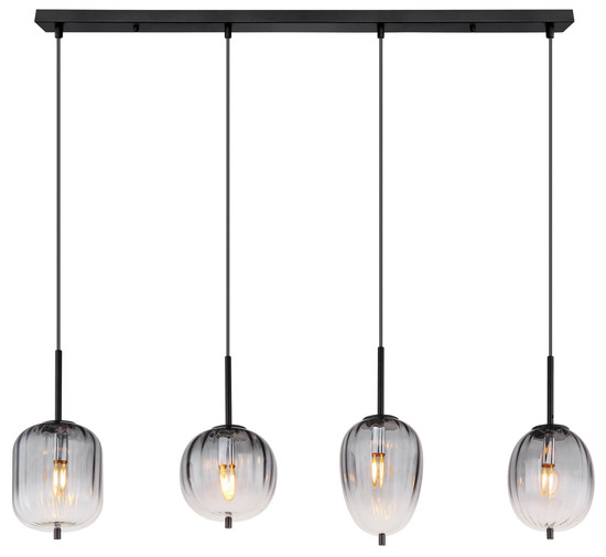 Globo Attila E14 Hängeleuchte 4-fach 40W Schwarz Matt, Metall 120cm 15215-4