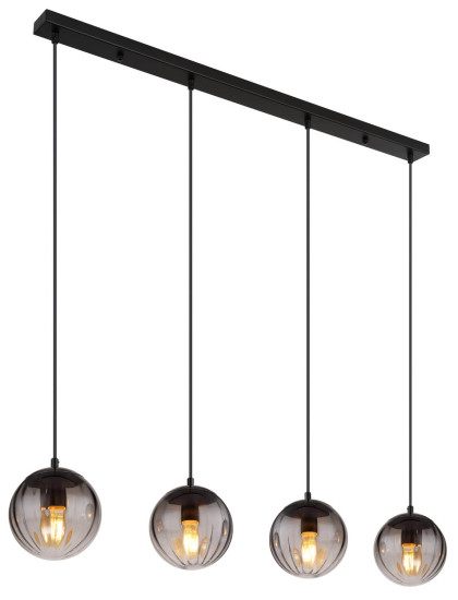 Globo Dallerta E27 Hängeleuchte 4-fach 60W Schwarz Matt, Metall Ø17cm 15216-4
