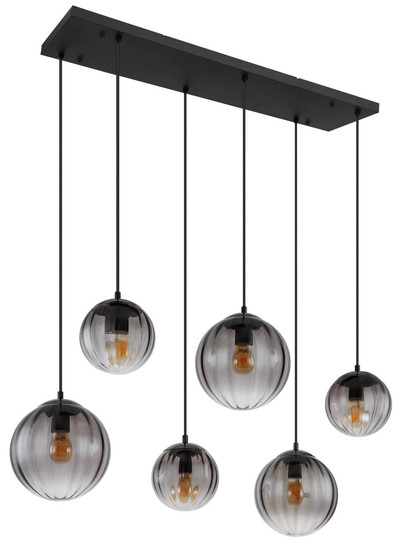 Globo Dallerta E27 Hängeleuchte 6-fach 60W Schwarz Matt, Metall 120cm 15216-6