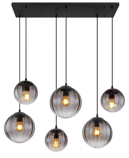 Globo Dallerta E27 Hängeleuchte 6-fach 60W Schwarz Matt, Metall 120cm 15216-6