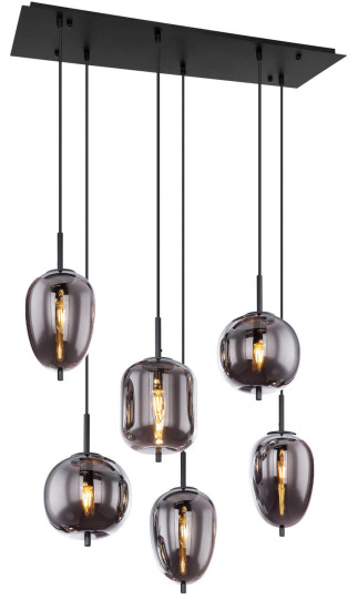 Globo Blacky E14 Hängeleuchte 6-fach 40W Schwarz, Metall 120cm 15345-6