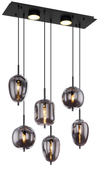 Globo Blacky E14 Hängeleuchte 6-fach 40W Schwarz Matt, Metall Memoryfunktion 120cm 15345-6L
