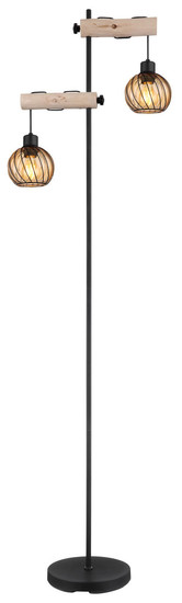 Globo Paulo E27 Stehleuchte 2-fach 15W Schwarz Matt, Metall Ø13cm 15534S