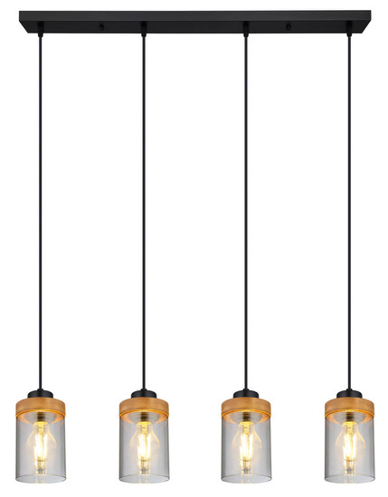Globo Finca E27 Hängeleuchte 4-fach 40W Schwarz Matt, Metall Ø10cm 15557-4H