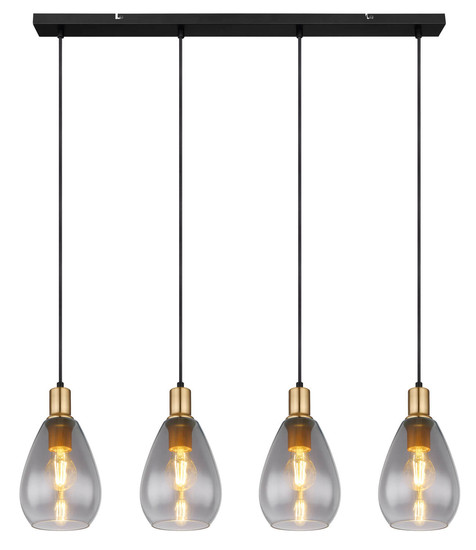 Globo Fanni E27 Hängeleuchte 4-fach 40W Schwarz Matt, Metall Ø15cm 15563-4H