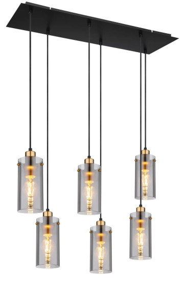 Globo Fanni E27 Hängeleuchte 6-fach 40W Schwarz Matt, Metall Ø10cm 15564-6H