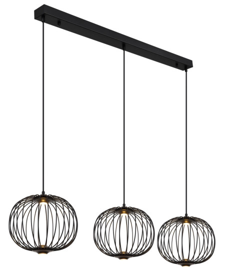 Globo Galway LED Hängeleuchte 43W Warmweiß Schwarz Matt, Metall Memoryfunktion Ø30cm 15652-3H