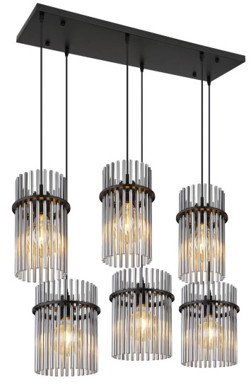 Globo Gorley E27 Hängeleuchte 6-fach 60W Schwarz Matt, Metall 125cm 15698-6H