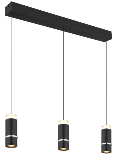 Globo Alvarado LED Hängeleuchte 18W Warmweiß Schwarz Matt, Metall Ø6,5cm 15699-3
