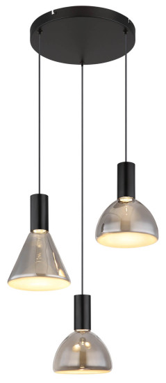 Globo Labora LED Hängeleuchte 21W Warmweiß Schwarz Matt, Metall 150cm 15741-3