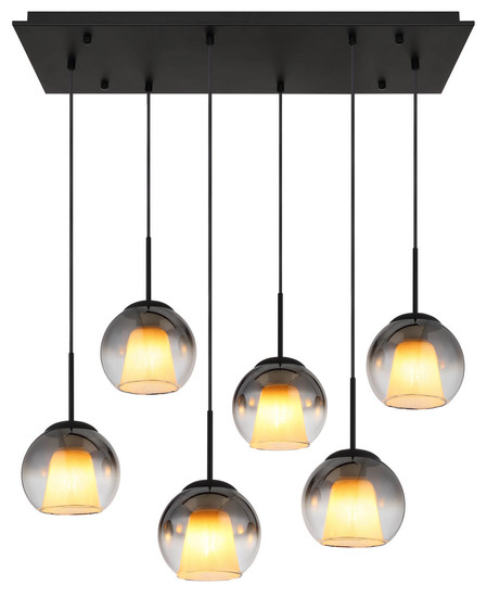 Globo Barry E27 Hängeleuchte 6-fach 40W Schwarz Matt, Metall Ø18cm 15749-6H