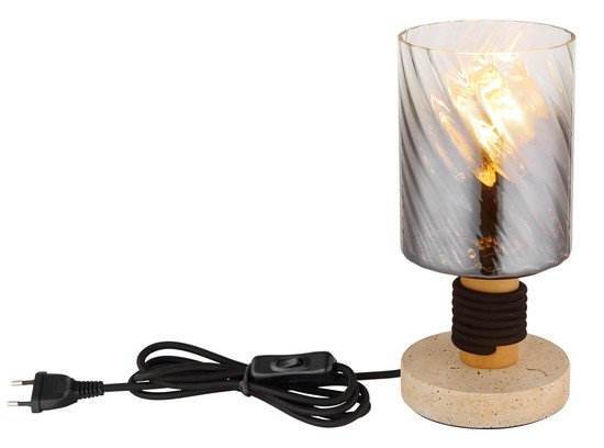 Globo Osborne E27 Tischleuchte 40W Travertine-Optik, Beton Ø12cm 15777T