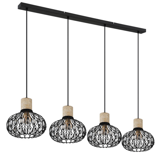 Globo Dorthy E27 Hängeleuchte 4-fach 40W Schwarz Matt, Metall Ø25cm 15778-4H
