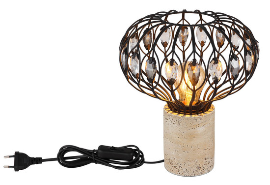 Globo Dorthy E27 Tischleuchte 40W Travertine-Optik, Beton Ø25cm 15778T