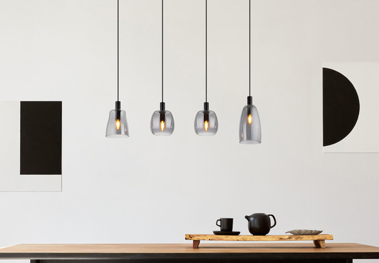 Globo Garri E14 Hängeleuchte 4-fach 40W Schwarz Matt, Metall 120cm 15789-4HB
