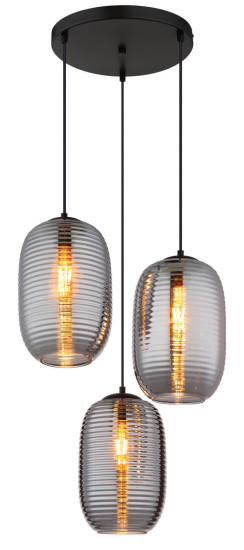 Globo Jefrey E27 Hängeleuchte 3-fach 40W Schwarz Matt, Metall Ø20cm 15794-3HR