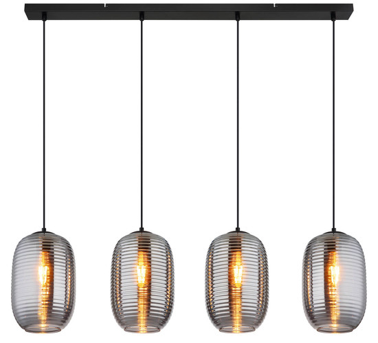 Globo Jefrey E27 Hängeleuchte 4-fach 40W Schwarz Matt, Metall Ø20cm 15794-4H
