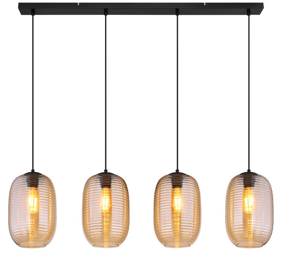 Globo Jefrey E27 Hängeleuchte 4-fach 40W Schwarz Matt, Metall Ø20cm 15794-4HA