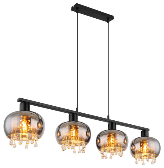 Globo Corry E27 Hängeleuchte 4-fach 9W Schwarz Matt, Metall Ø21cm 15839-4H