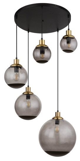 Globo Potter E27 Hängeleuchte 5-fach 40W Schwarz Matt, Metall 150cm 15860-5H
