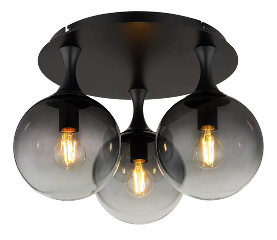 Globo Dalton E27 Deckenleuchte 3-fach 10W Schwarz Matt, Metall Ø20cm 15885-3D