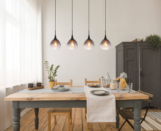 Globo Olsen E27 Hängeleuchte 4-fach 40W Schwarz Matt, Metall Ø20cm 15887-4H