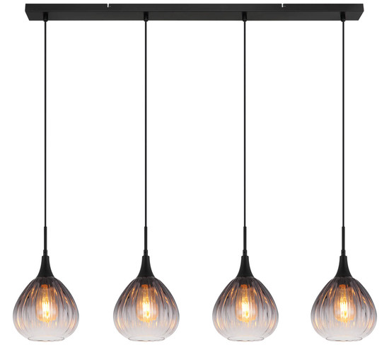 Globo Olsen E27 Hängeleuchte 4-fach 40W Schwarz Matt, Metall Ø20cm 15887-4H