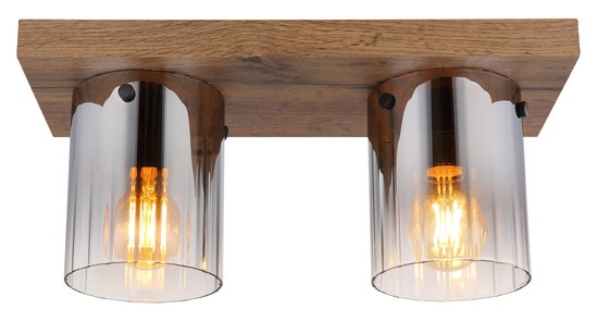 Globo Underwood E27 Deckenleuchte 2-fach 40W Holzoptik Dunkel, Mdf Ø12cm 15915-2