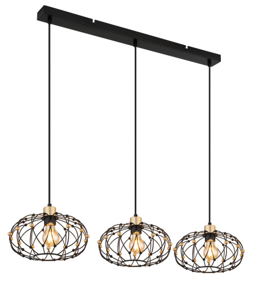 Globo Greys E27 Hängeleuchte 3-fach 40W Schwarz Matt, Metall Ø28cm 15966-3H