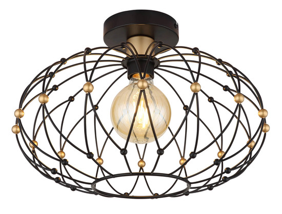 Globo Greys E27 Deckenleuchte 40W Schwarz Matt, Metall Ø40cm 15966D