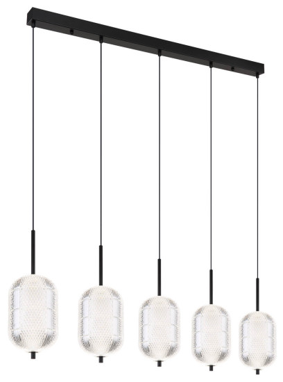 Globo Kurius LED Hängeleuchte 60W CCT Schwarz Matt, Metall Memoryfunktion Ø15cm 16043-5H
