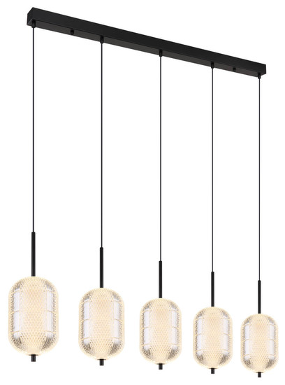 Globo Kurius LED Hängeleuchte 60W CCT Schwarz Matt, Metall Memoryfunktion Ø15cm 16043-5H