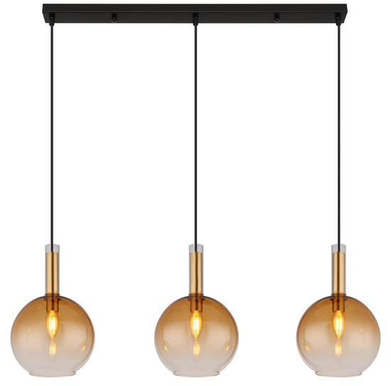 Globo Marinella E14 Hängeleuchte 3-fach 40W Schwarz Matt, Metall Ø20cm 16048-3H