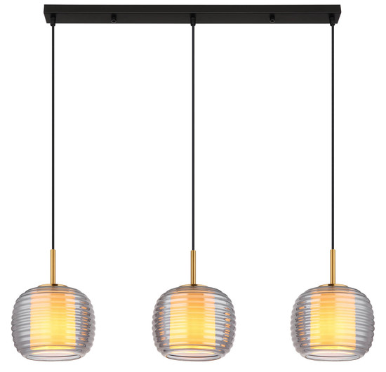 Globo Lampigna E27 Hängeleuchte 3-fach 60W Schwarz Matt, Metall Ø21cm 16049-3H