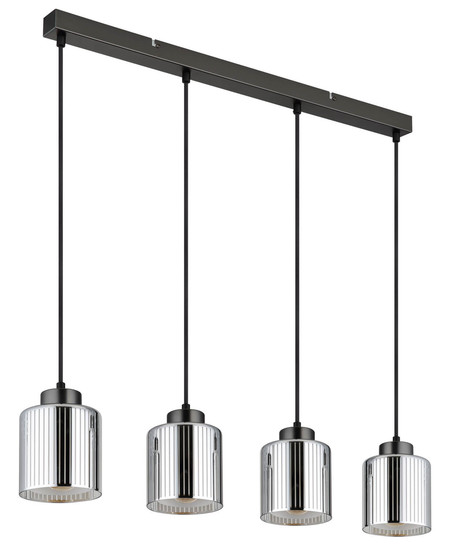 Globo Felicia E27 Hängeleuchte 4-fach 60W Schwarz-Chrom Matt, Metall Ø12cm 16056-4H