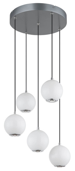Globo Simmons LED Hängeleuchte 40W CCT Grau Matt, Metall Memoryfunktion Ø12cm 16062-5H