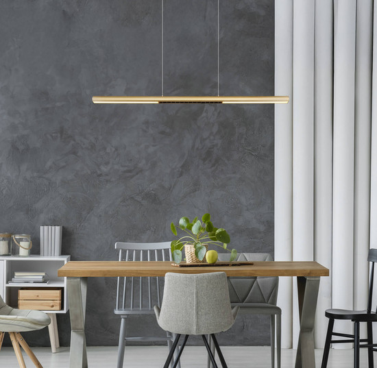 Globo Cody LED Hängeleuchte 24W Warmweiß Goldfarben Matt, Metall 150cm 17018G
