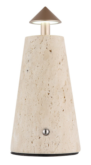 Globo Liva LED Tischleuchte 1,20W CCT Grau, Travertine Stein Ø4,2cm 21037C