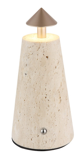 Globo Liva LED Tischleuchte 1,20W CCT Grau, Travertine Stein Ø4,2cm 21037C