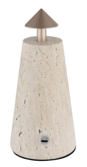 Globo Liva LED Tischleuchte 1,20W CCT Grau, Travertine Stein Ø4,2cm 21037C