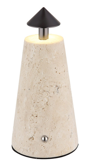 Globo Liva LED Tischleuchte 1,20W CCT Grau, Travertine Stein Ø4,2cm 21037G