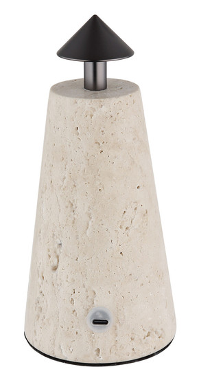 Globo Liva LED Tischleuchte 1,20W CCT Grau, Travertine Stein Ø4,2cm 21037G