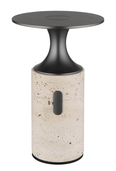 Globo Travertin LED Tischleuchte 3W Warmweiß Grau, Travertine Stein Memoryfunktion Ø12cm 21053