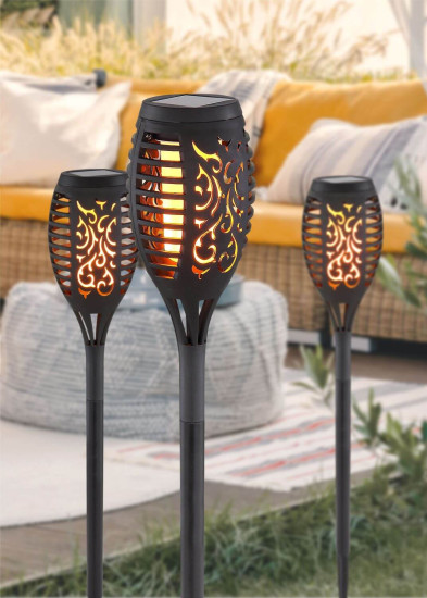 Globo Solarleuchte LED Solarleuchte 3-er Set 0,1W Warmweiß IP44 Schwarz, Kunststoff Ø7,5cm 33536-3
