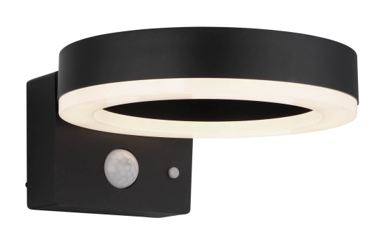 Globo Solarleuchte Kunststoff Schwarz Matt, 1Xled LED Solarleuchte 6W Neutralweiß IP44 Schwarz Matt Bewegungssensor Ø16cm 36507K